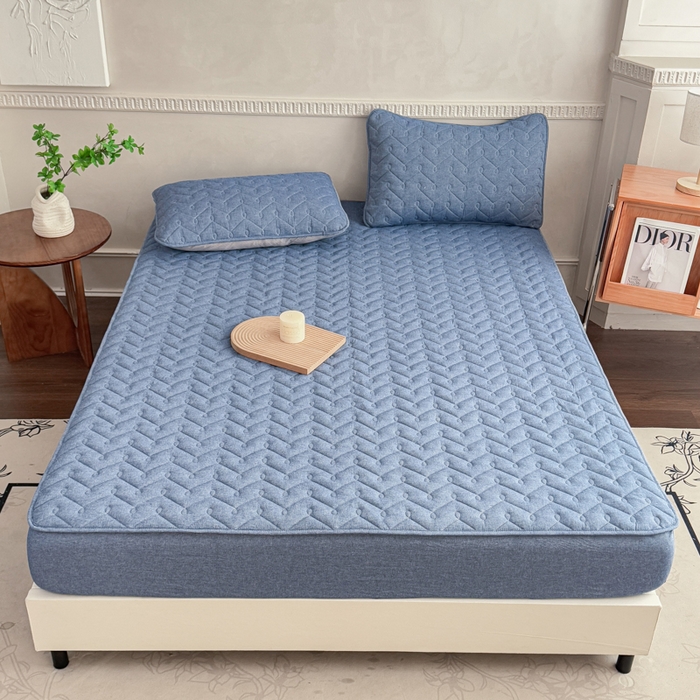 91家纺网 家纺一手货源 找家纺 小萌虎 2025新款全棉色织水洗棉新疆棉花床笠 初棉-牛仔蓝