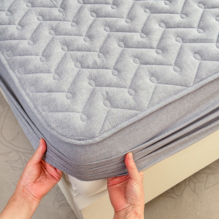 91家纺网 家纺一手货源 找家纺 小萌虎 2025新款全棉色织水洗棉新疆棉花床笠 初棉-灰