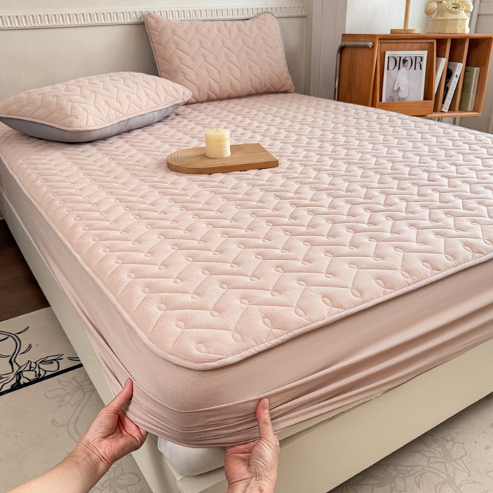 91家纺网 家纺一手货源 找家纺 小萌虎 2025新款全棉色织水洗棉新疆棉花床笠 初棉-奶咖