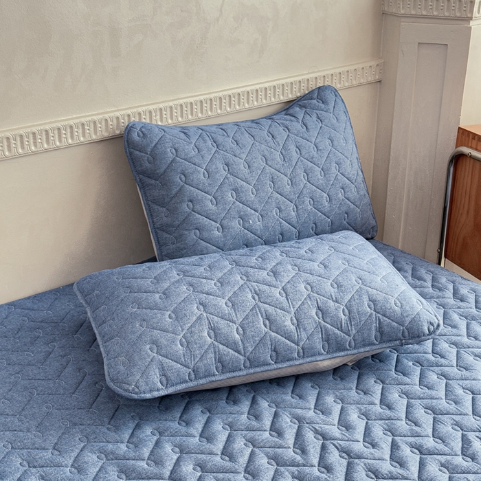 91家纺网 家纺一手货源 找家纺 小萌虎 2025新款全棉色织水洗棉新疆棉花床笠 初棉-牛仔蓝