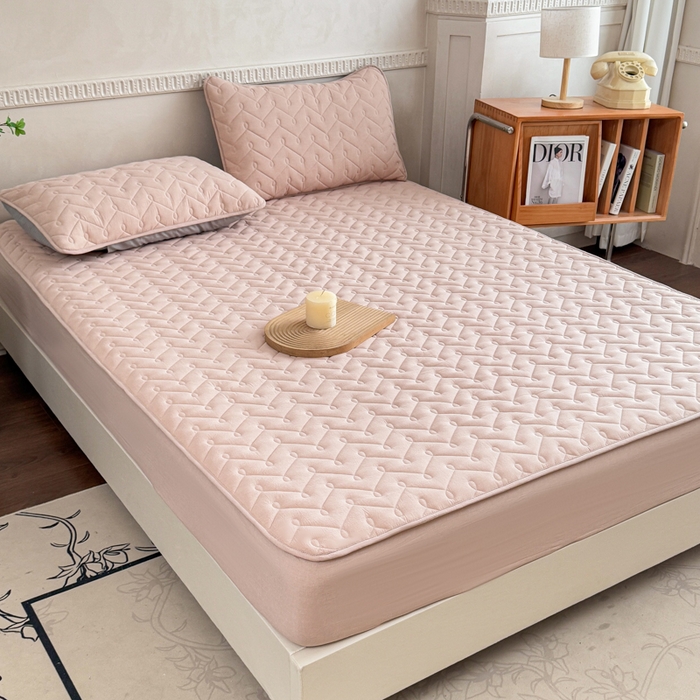 91家纺网 家纺一手货源 找家纺 小萌虎 2025新款全棉色织水洗棉新疆棉花床笠 初棉-奶咖