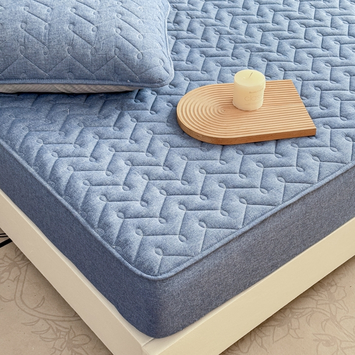 91家纺网 家纺一手货源 找家纺 小萌虎 2025新款全棉色织水洗棉新疆棉花床笠 初棉-牛仔蓝