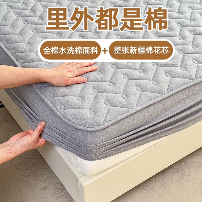 小萌虎 2025新款全棉色织水洗棉新疆棉花床笠 初棉-灰