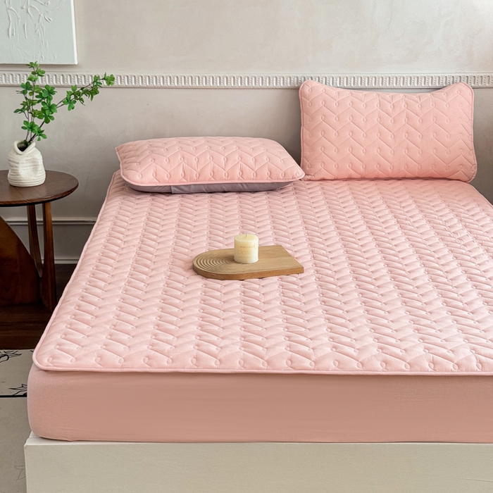 91家纺网 家纺一手货源 找家纺 小萌虎 2025新款全棉色织水洗棉新疆棉花床笠 初棉-玉粉