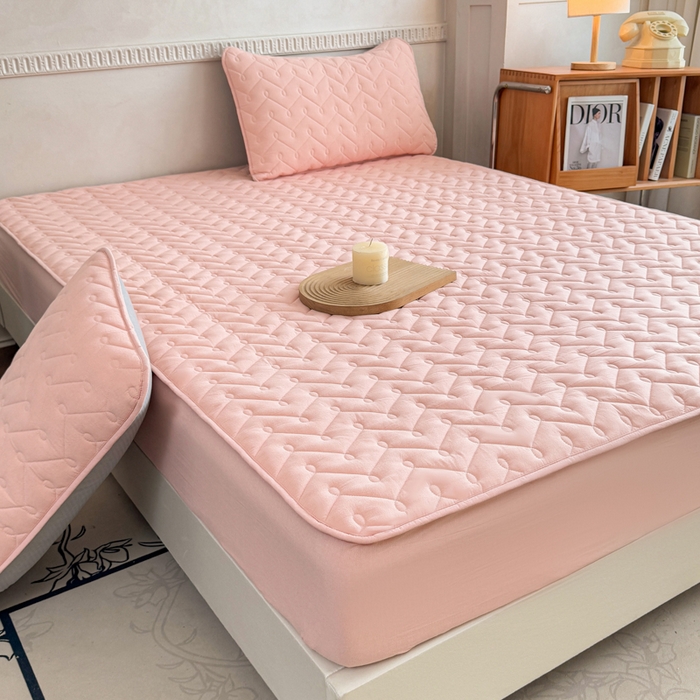 91家纺网 家纺一手货源 找家纺 小萌虎 2025新款全棉色织水洗棉新疆棉花床笠 初棉-玉粉