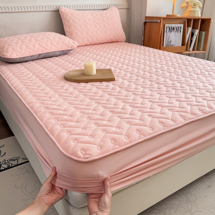 91家纺网 家纺一手货源 找家纺 小萌虎 2025新款全棉色织水洗棉新疆棉花床笠 初棉-玉粉