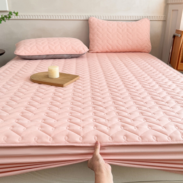 91家纺网 家纺一手货源 找家纺 小萌虎 2025新款全棉色织水洗棉新疆棉花床笠 初棉-玉粉