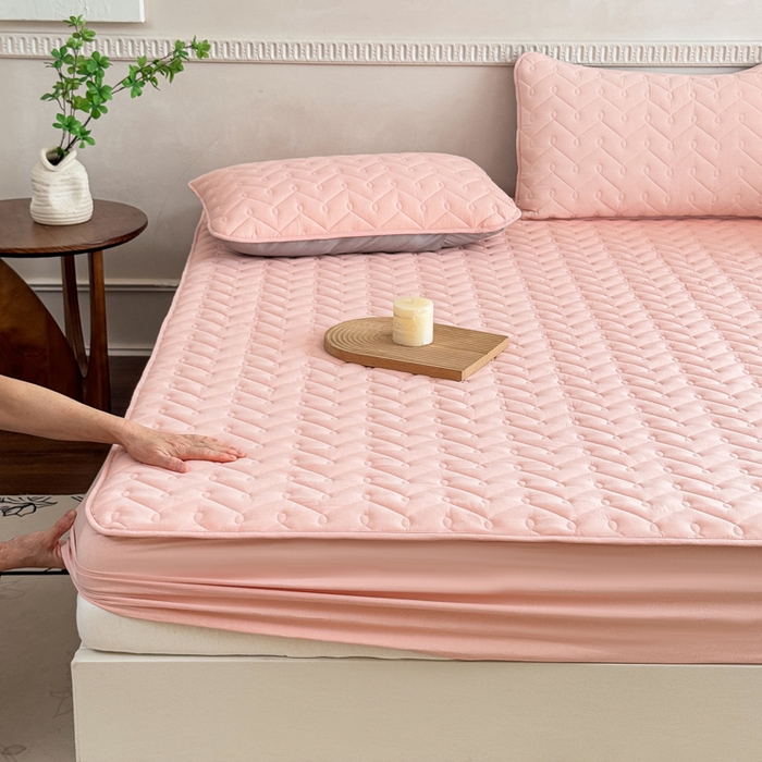 91家纺网 家纺一手货源 找家纺 小萌虎 2025新款全棉色织水洗棉新疆棉花床笠 初棉-玉粉