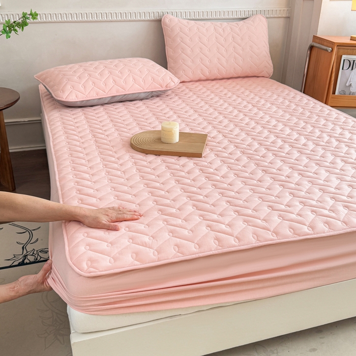 91家纺网 家纺一手货源 找家纺 小萌虎 2025新款全棉色织水洗棉新疆棉花床笠 初棉-玉粉