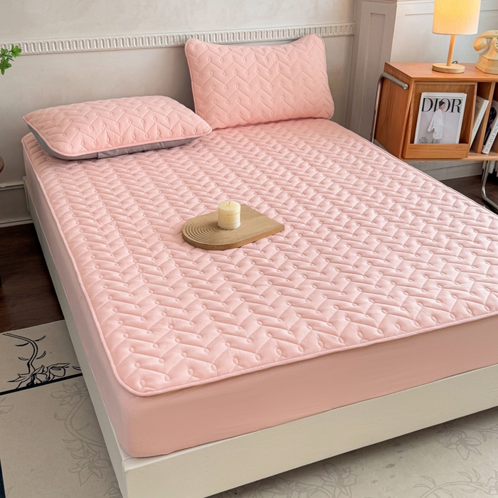 91家纺网 家纺一手货源 找家纺 小萌虎 2025新款全棉色织水洗棉新疆棉花床笠 初棉-玉粉