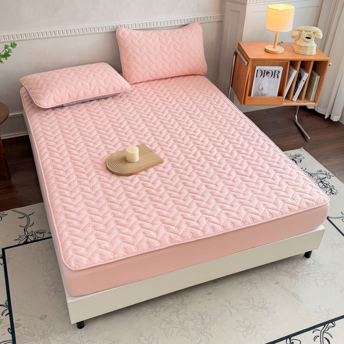 91家纺网 家纺一手货源 找家纺 小萌虎 2025新款全棉色织水洗棉新疆棉花床笠 初棉-玉粉