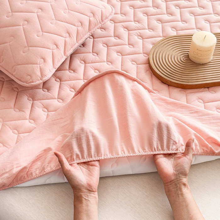 91家纺网 家纺一手货源 找家纺 小萌虎 2025新款全棉色织水洗棉新疆棉花床笠 初棉-玉粉