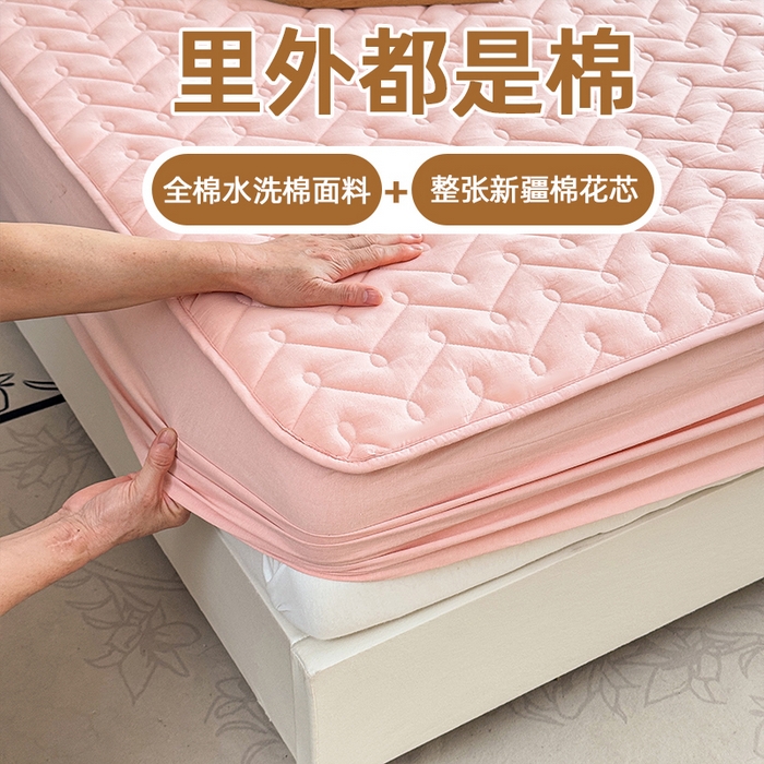 小萌虎 2025新款全棉色织水洗棉新疆棉花床笠 初棉-玉粉