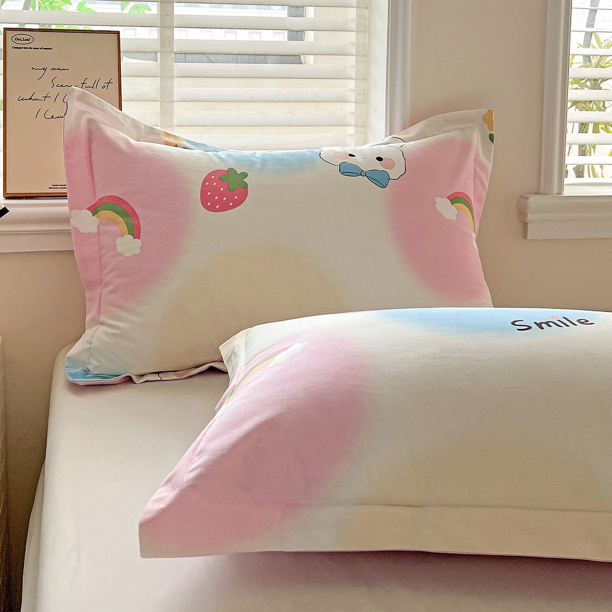 91家纺网 家纺一手货源 找家纺 依庭 2025新款高克重全棉纯棉磨毛印花四件套 小欢喜