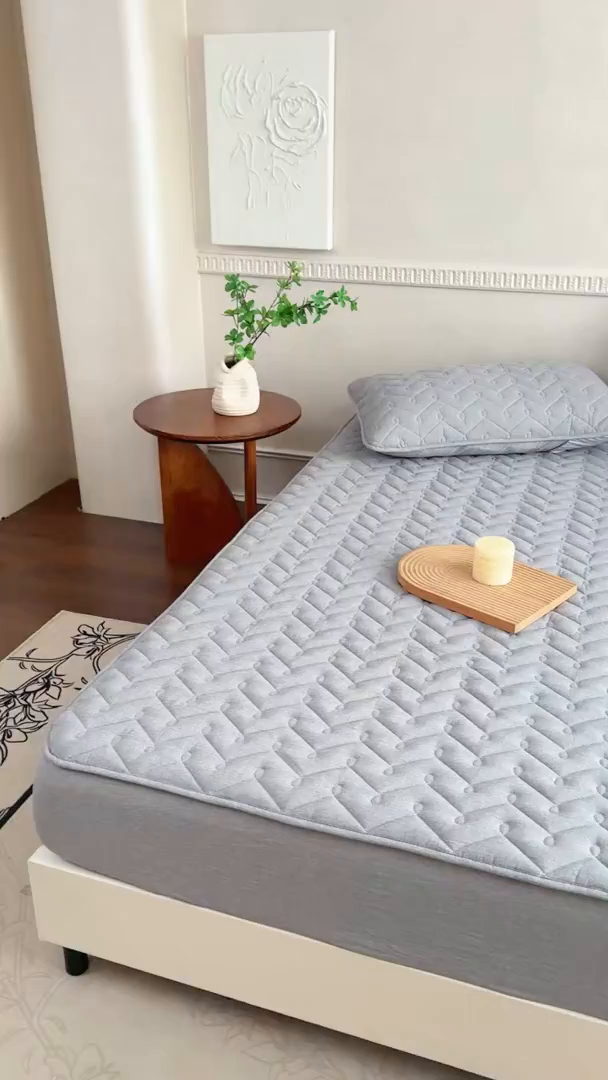 91家纺网 家纺一手货源 找家纺 小萌虎 2025新款全棉色织水洗棉新疆棉花床笠 初棉-灰