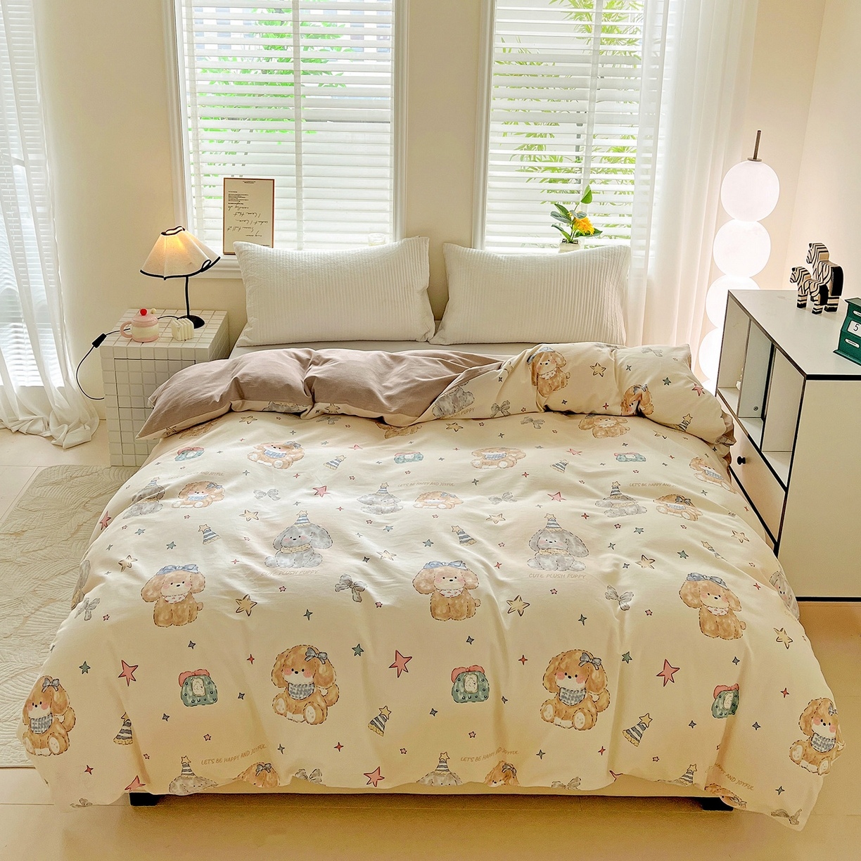 91家纺网 家纺一手货源 找家纺 依庭 2025新款高克重全棉纯棉磨毛印花四件套 星梦乐园