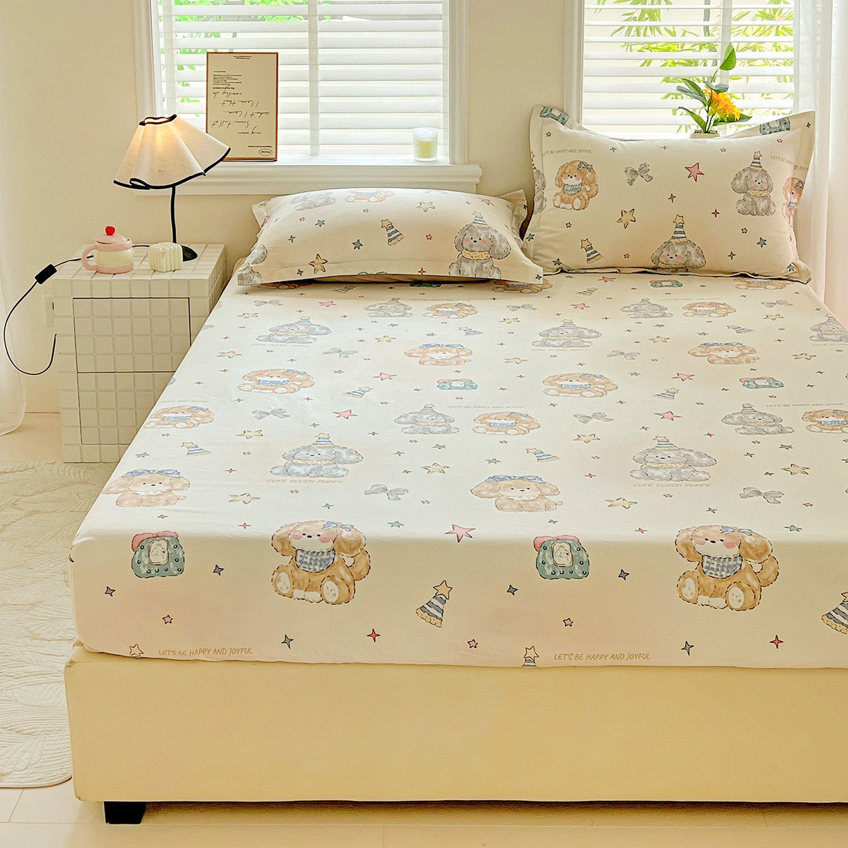 91家纺网 家纺一手货源 找家纺 依庭 2025新款高克重全棉纯棉磨毛印花四件套 星梦乐园