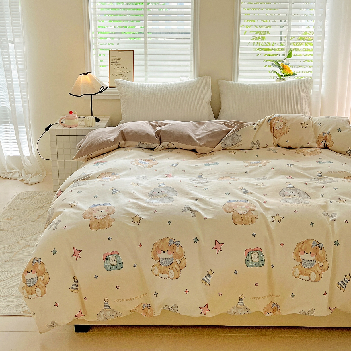 91家纺网 家纺一手货源 找家纺 依庭 2025新款高克重全棉纯棉磨毛印花四件套 星梦乐园