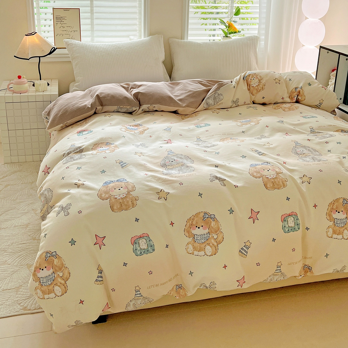 91家纺网 家纺一手货源 找家纺 依庭 2025新款高克重全棉纯棉磨毛印花四件套 星梦乐园