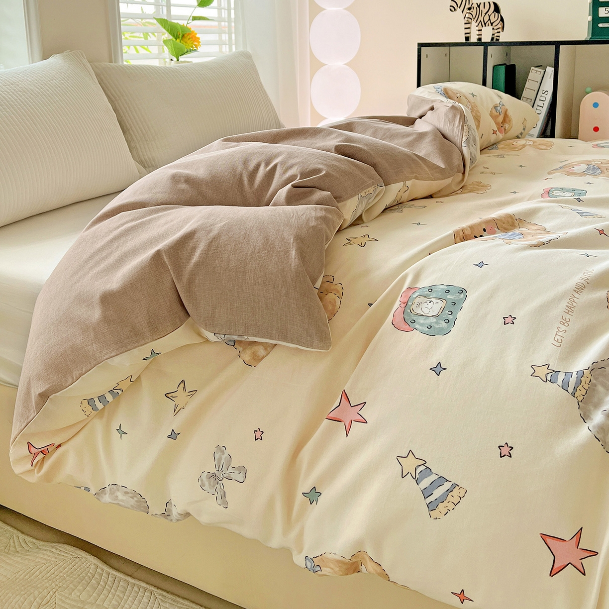 91家纺网 家纺一手货源 找家纺 依庭 2025新款高克重全棉纯棉磨毛印花四件套 星梦乐园