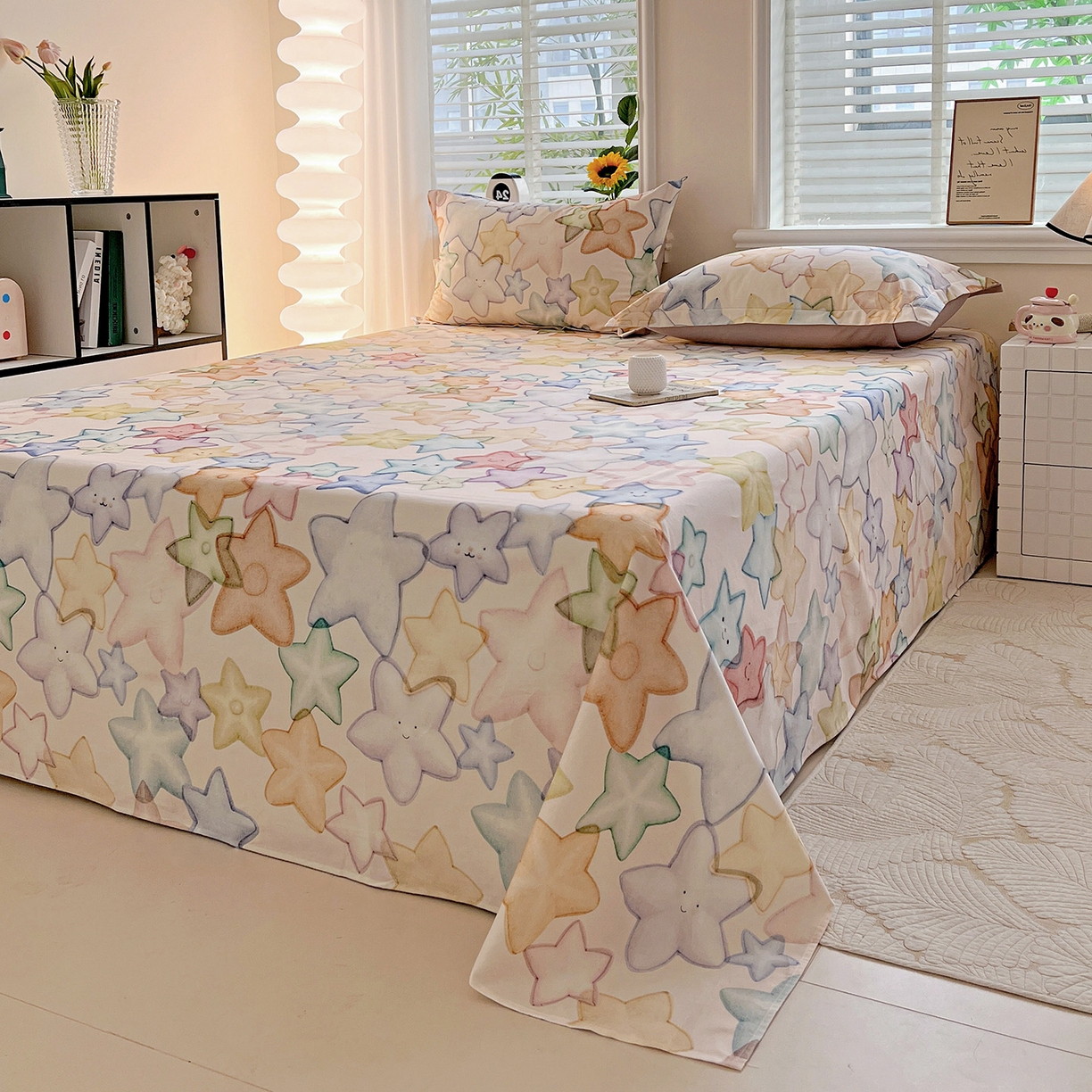 91家纺网 家纺一手货源 找家纺 依庭 2025新款高克重全棉纯棉磨毛印花四件套 星晚-粉