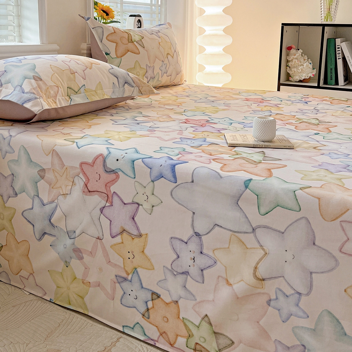 91家纺网 家纺一手货源 找家纺 依庭 2025新款高克重全棉纯棉磨毛印花四件套 星晚-粉