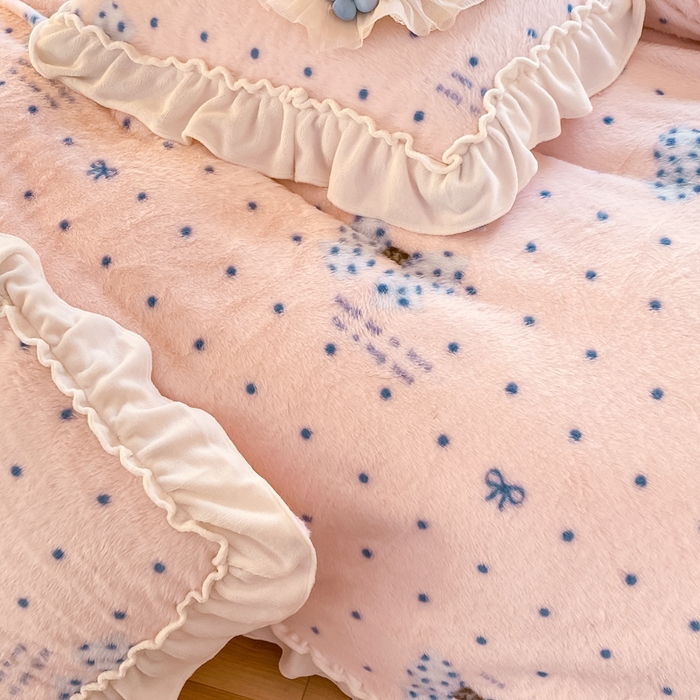 91家纺网 家纺一手货源 找家纺 （总）米可 2025新款兔毛绒花边牛奶绒四件套