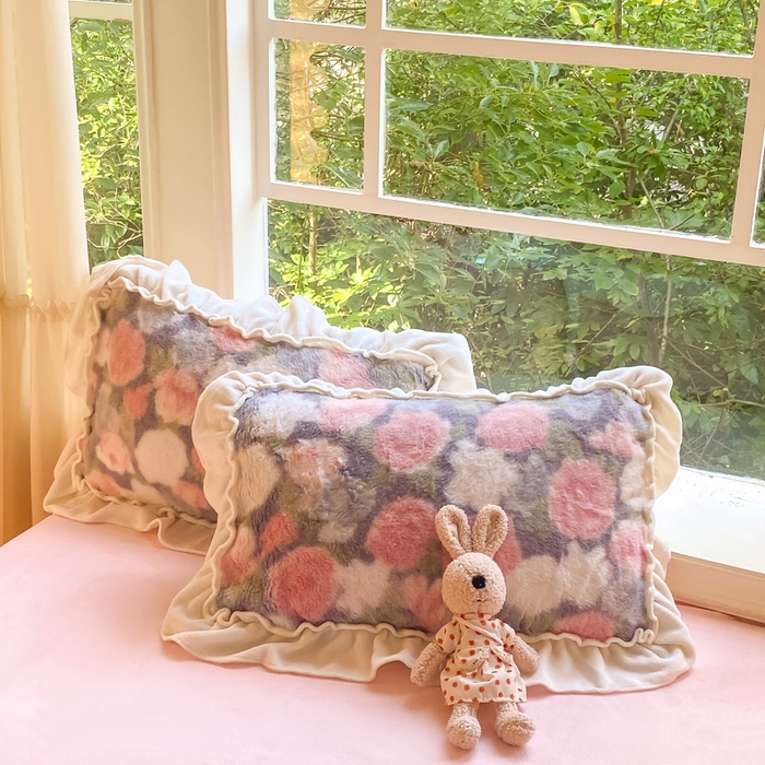 91家纺网 家纺一手货源 找家纺 米可 2025新款兔毛绒花边牛奶绒四件套 玫瑰庄园