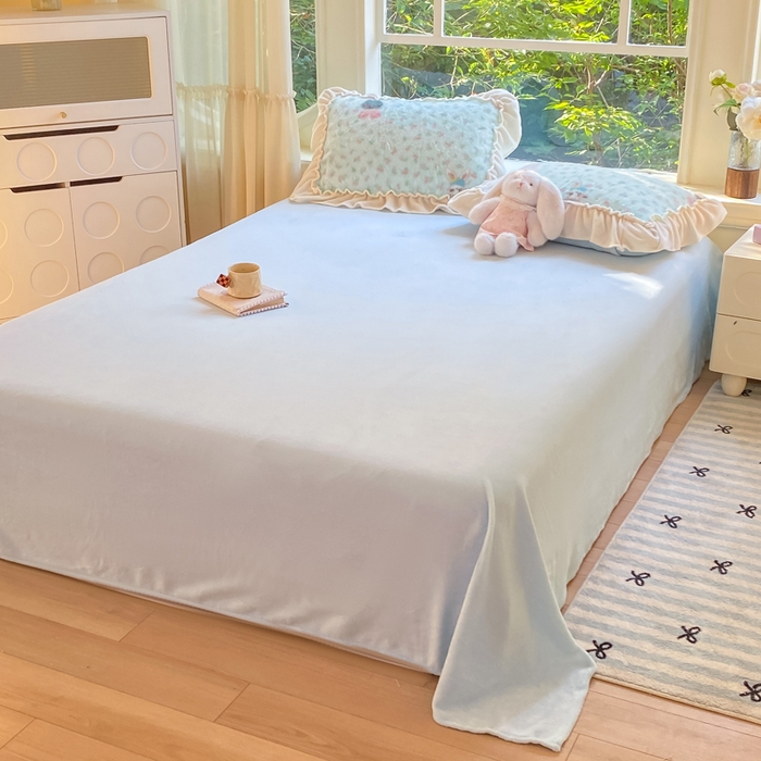 91家纺网 家纺一手货源 找家纺 米可 2025新款兔毛绒花边牛奶绒四件套 梦幻女孩