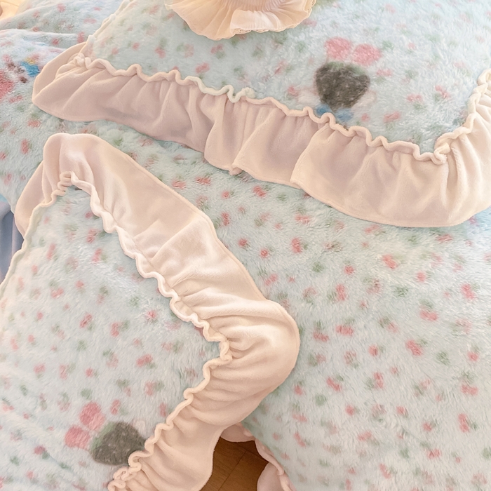 91家纺网 家纺一手货源 找家纺 米可 2025新款兔毛绒花边牛奶绒四件套 梦幻女孩