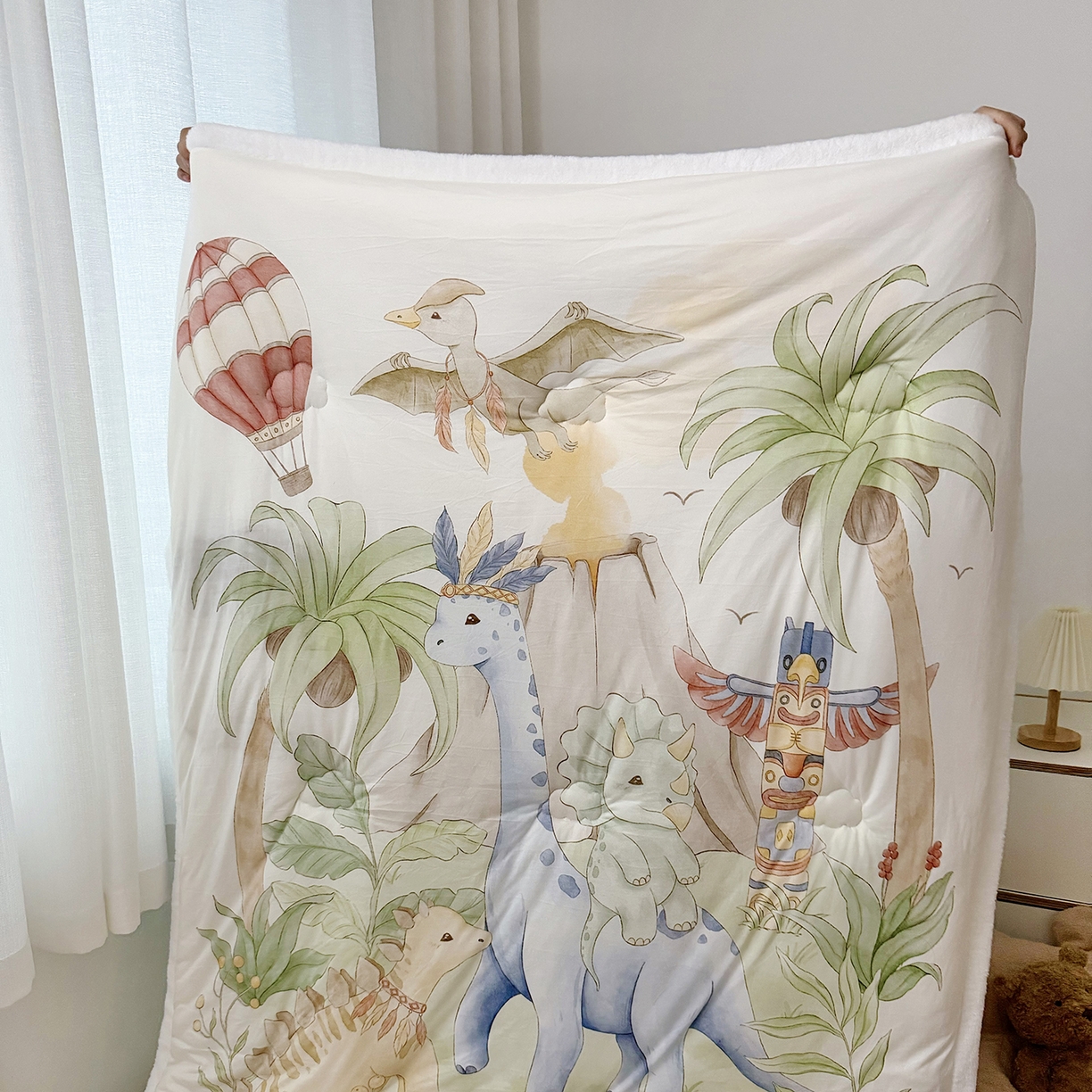 91家纺网 家纺一手货源 找家纺 荷马之梦 2025新款A类针织棉牛奶绒大豆纤维春秋被冬被儿童被芯幼儿园被子-奶芙系列 奶芙-恐龙部落