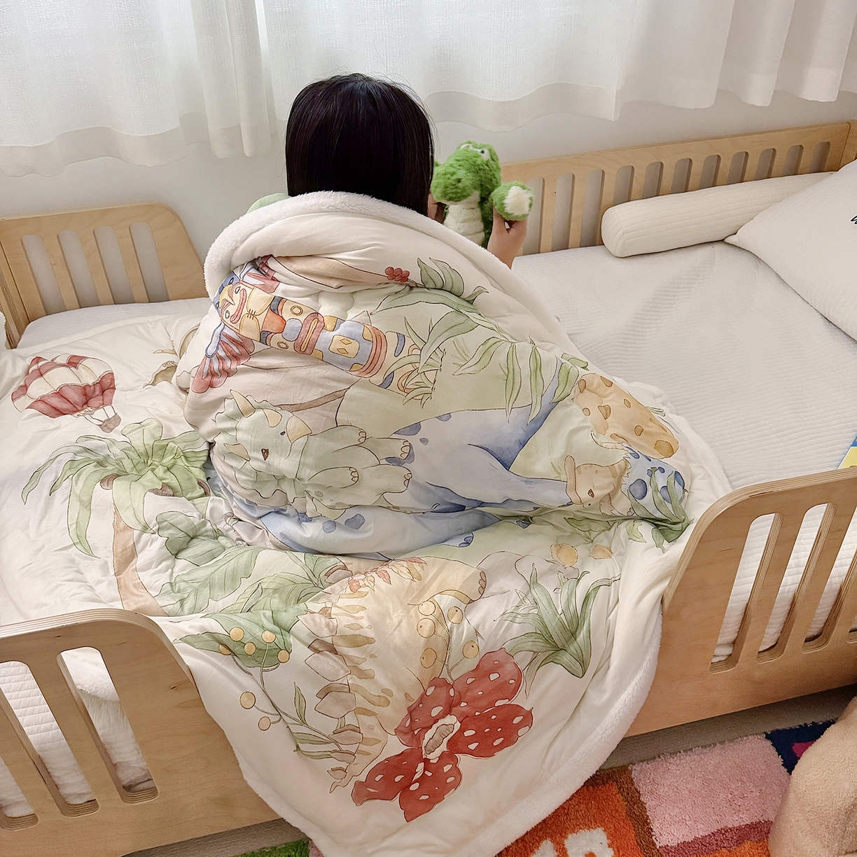 91家纺网 家纺一手货源 找家纺 荷马之梦 2025新款A类针织棉牛奶绒大豆纤维春秋被冬被儿童被芯幼儿园被子-奶芙系列 奶芙-恐龙部落