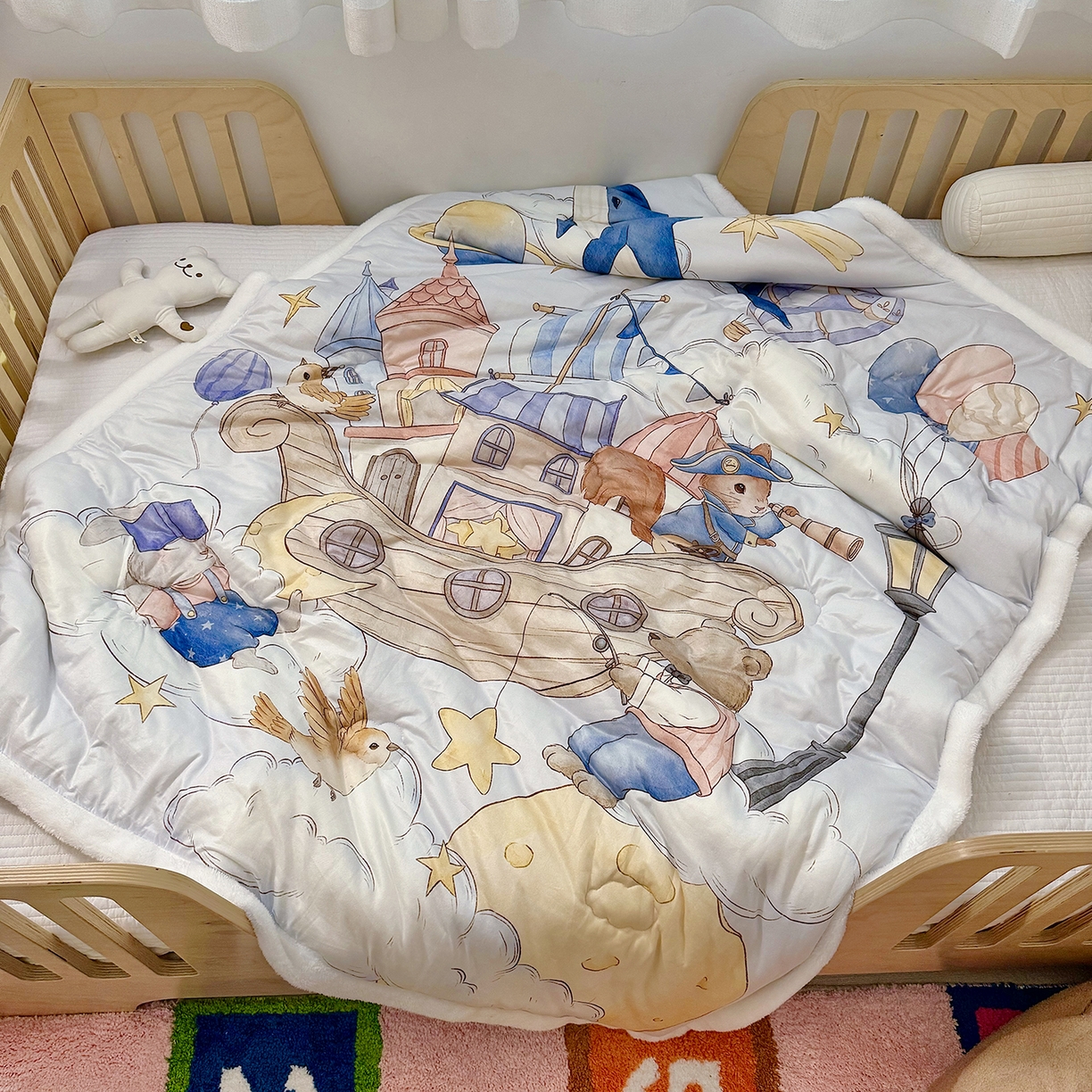 91家纺网 家纺一手货源 找家纺 荷马之梦 2025新款A类针织棉牛奶绒大豆纤维春秋被冬被儿童被芯幼儿园被子-奶芙系列 奶芙-云端国度