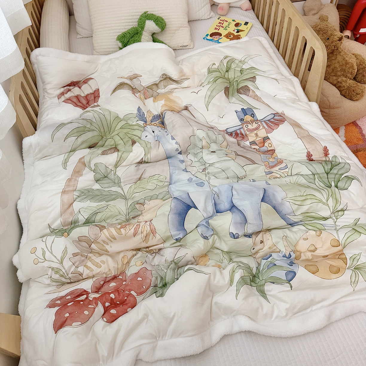 91家纺网 家纺一手货源 找家纺 荷马之梦 2025新款A类针织棉牛奶绒大豆纤维春秋被冬被儿童被芯幼儿园被子-奶芙系列 奶芙-恐龙部落