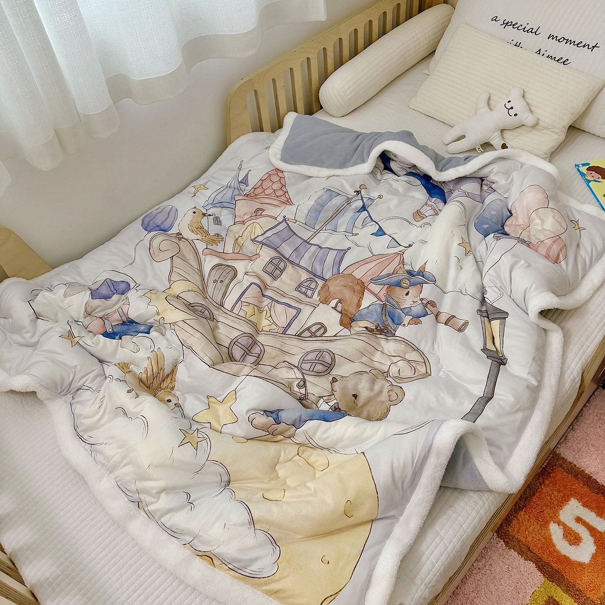 91家纺网 家纺一手货源 找家纺 荷马之梦 2025新款A类针织棉牛奶绒大豆纤维春秋被冬被儿童被芯幼儿园被子-奶芙系列 奶芙-云端国度