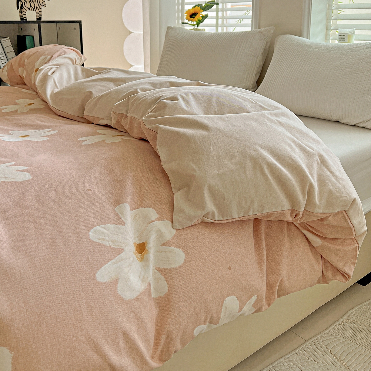 91家纺网 家纺一手货源 找家纺 依庭 2025新款高克重全棉纯棉磨毛印花四件套 寻悦-桔