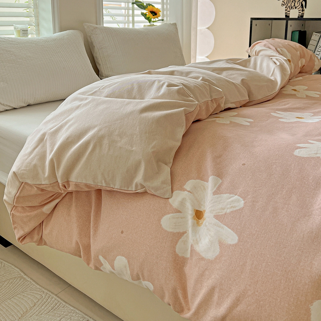 91家纺网 家纺一手货源 找家纺 依庭 2025新款高克重全棉纯棉磨毛印花四件套 寻悦-桔