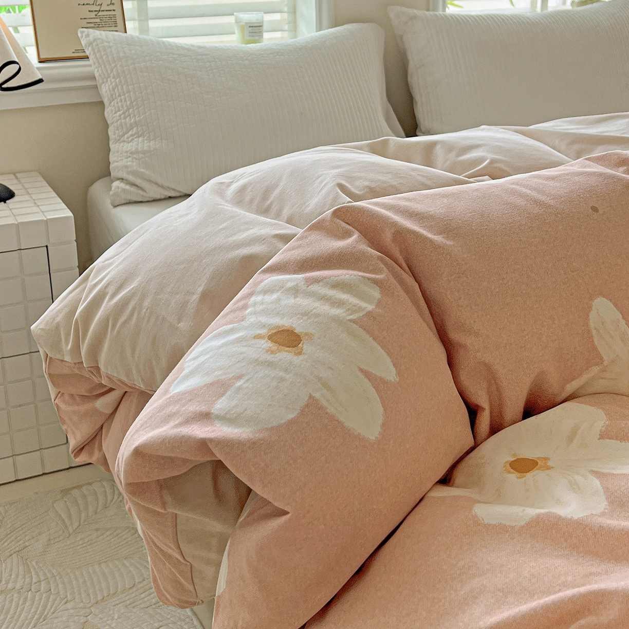 91家纺网 家纺一手货源 找家纺 依庭 2025新款高克重全棉纯棉磨毛印花四件套 寻悦-桔