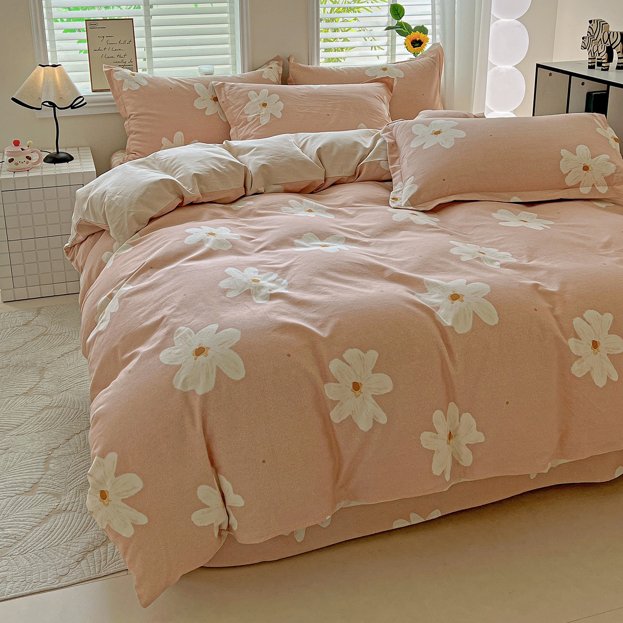 91家纺网 家纺一手货源 找家纺 依庭 2025新款高克重全棉纯棉磨毛印花四件套 寻悦-桔