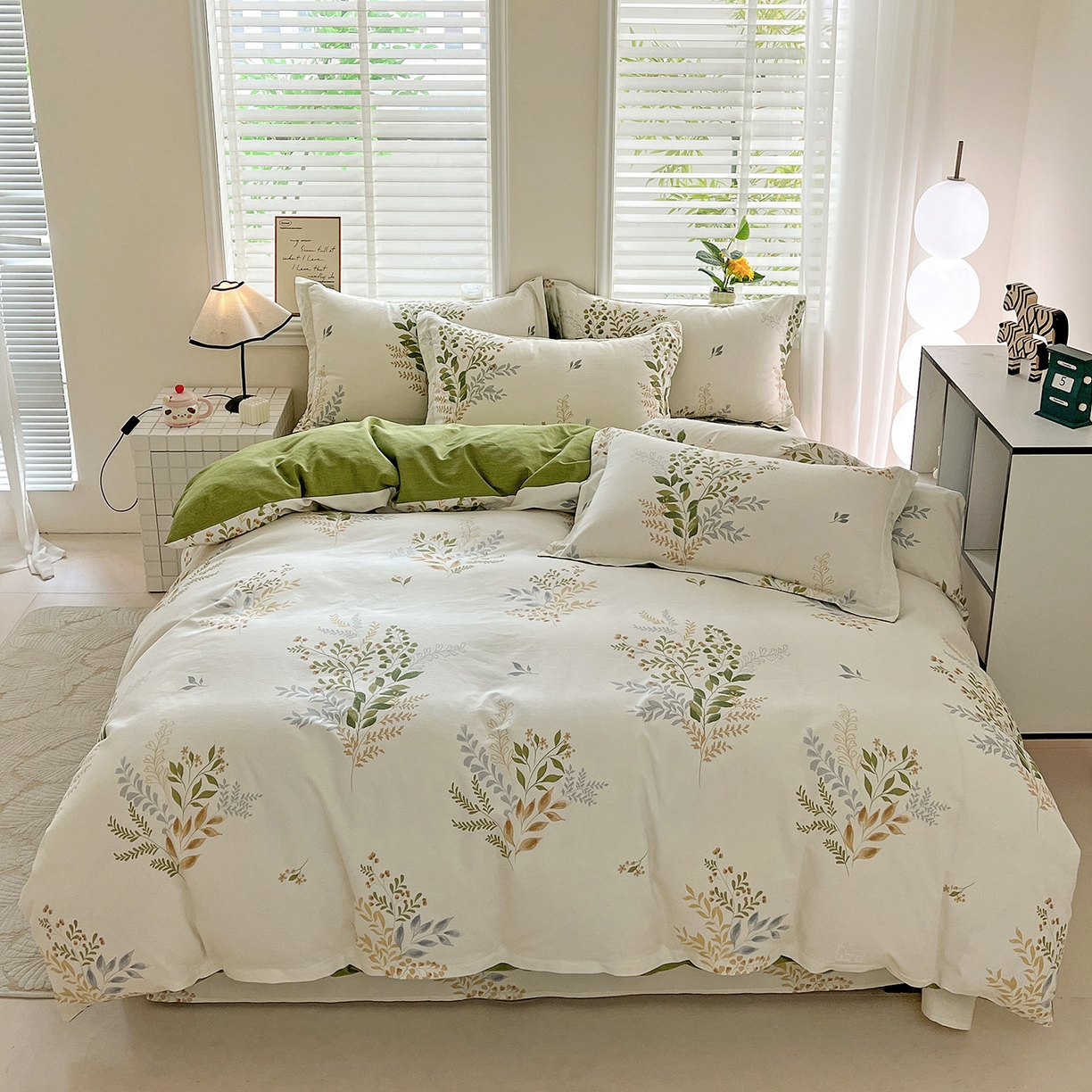 依庭 2025新款高克重全棉纯棉磨毛印花四件套 叶芝