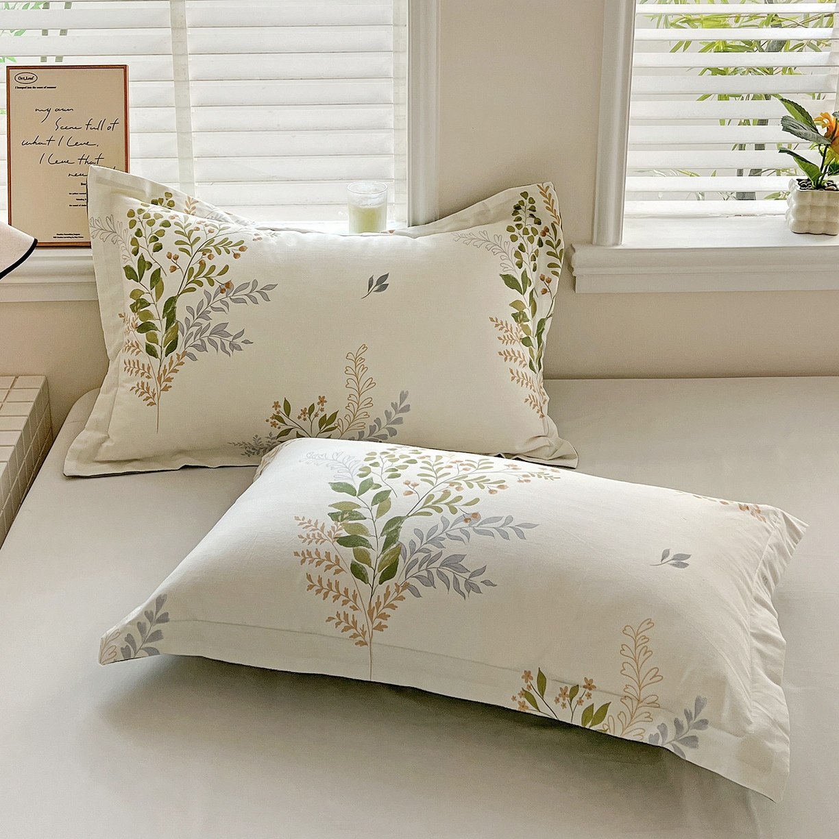 91家纺网 家纺一手货源 找家纺 依庭 2025新款高克重全棉纯棉磨毛印花四件套 叶芝