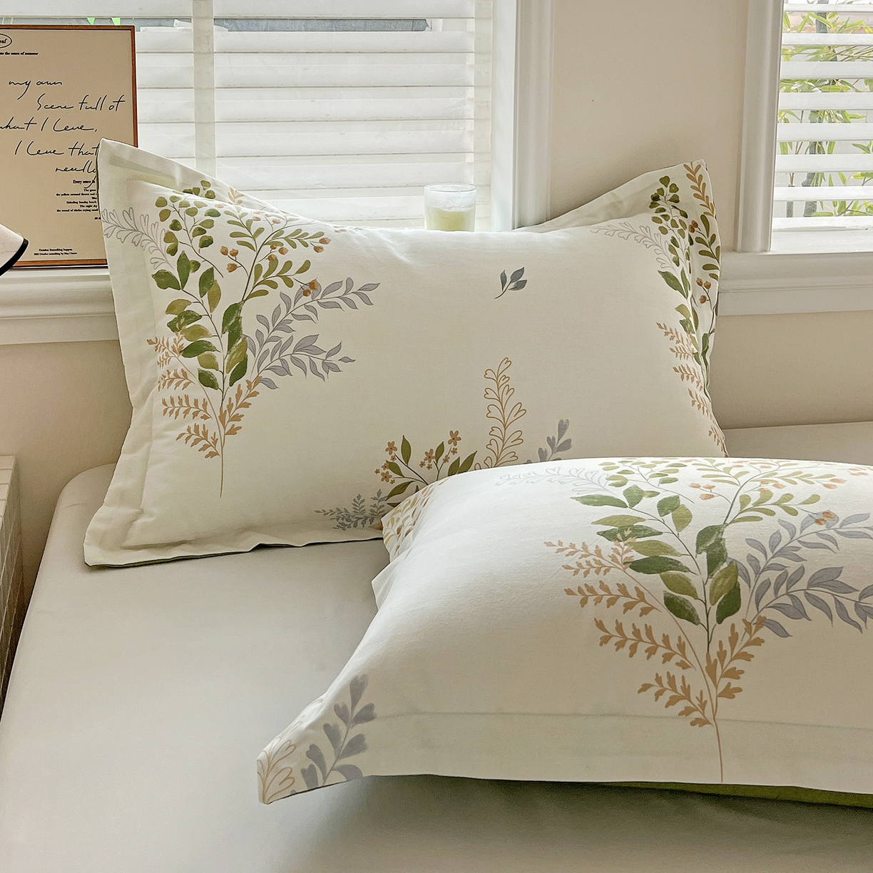 91家纺网 家纺一手货源 找家纺 依庭 2025新款高克重全棉纯棉磨毛印花四件套 叶芝