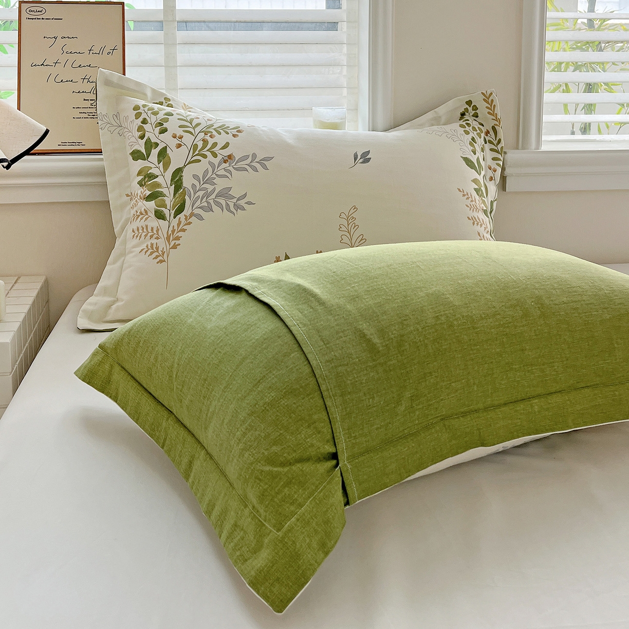 91家纺网 家纺一手货源 找家纺 依庭 2025新款高克重全棉纯棉磨毛印花四件套 叶芝