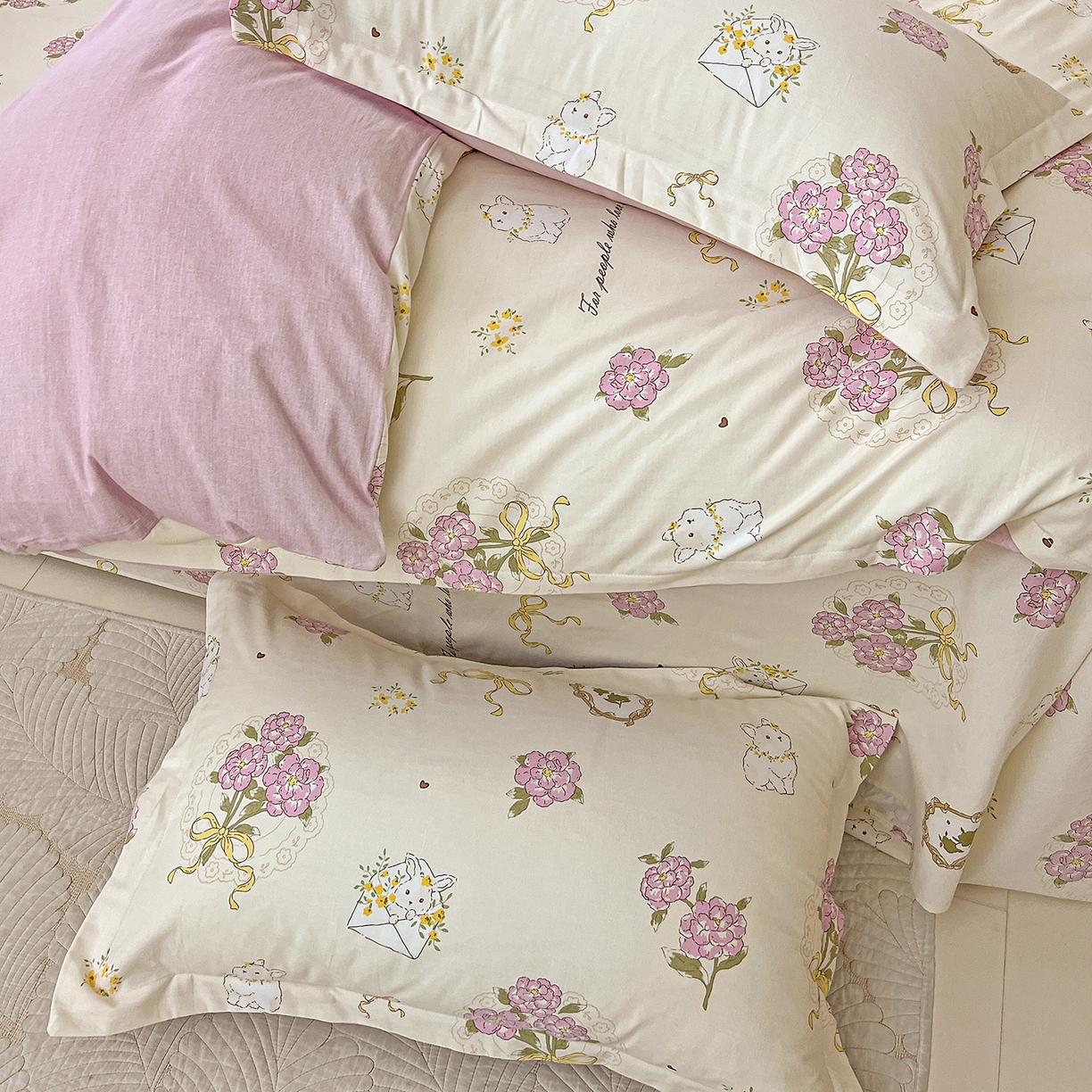 91家纺网 家纺一手货源 找家纺 依庭 2025新款高克重全棉纯棉磨毛印花四件套 优漫