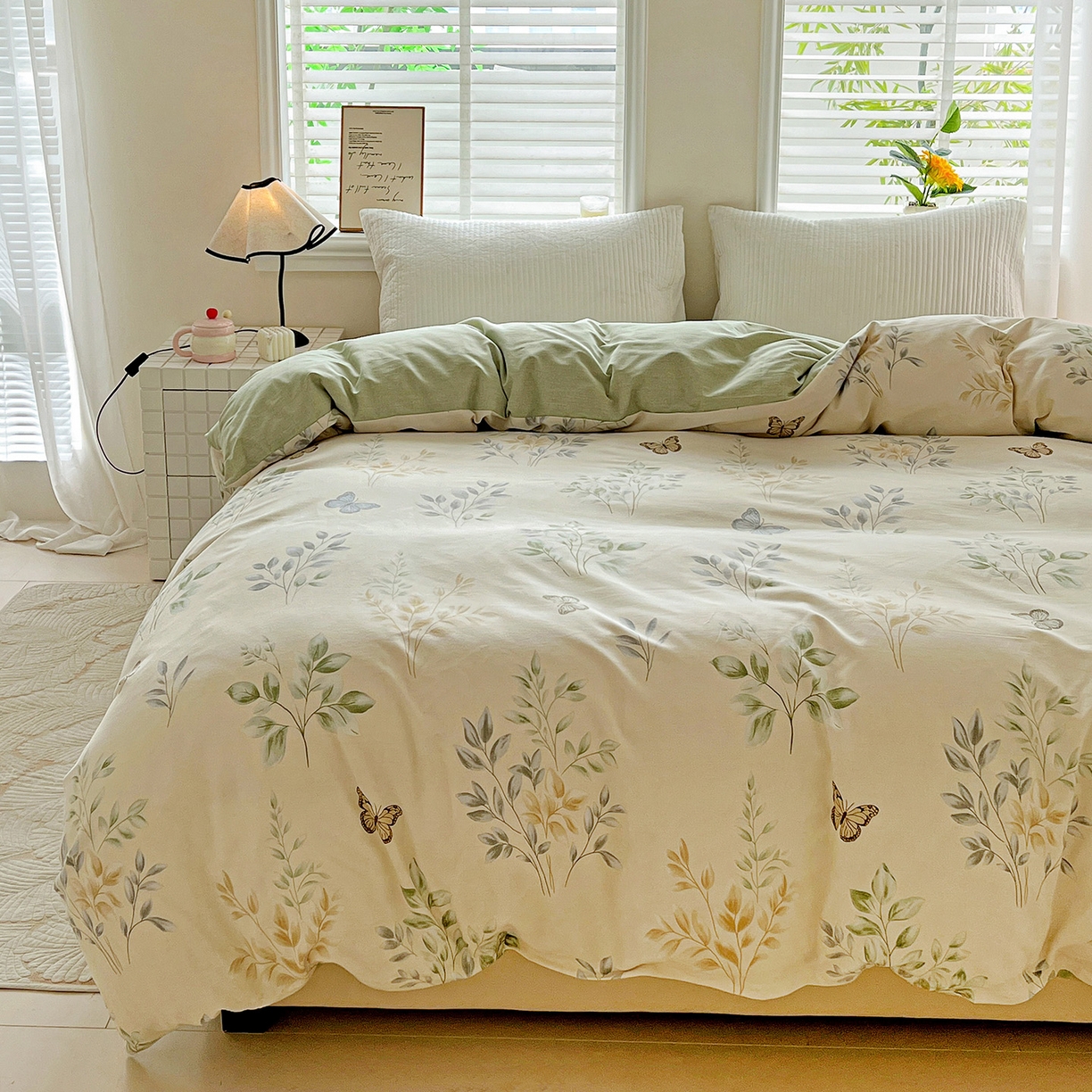 91家纺网 家纺一手货源 找家纺 依庭 2025新款高克重全棉纯棉磨毛印花四件套 悠悠仙草