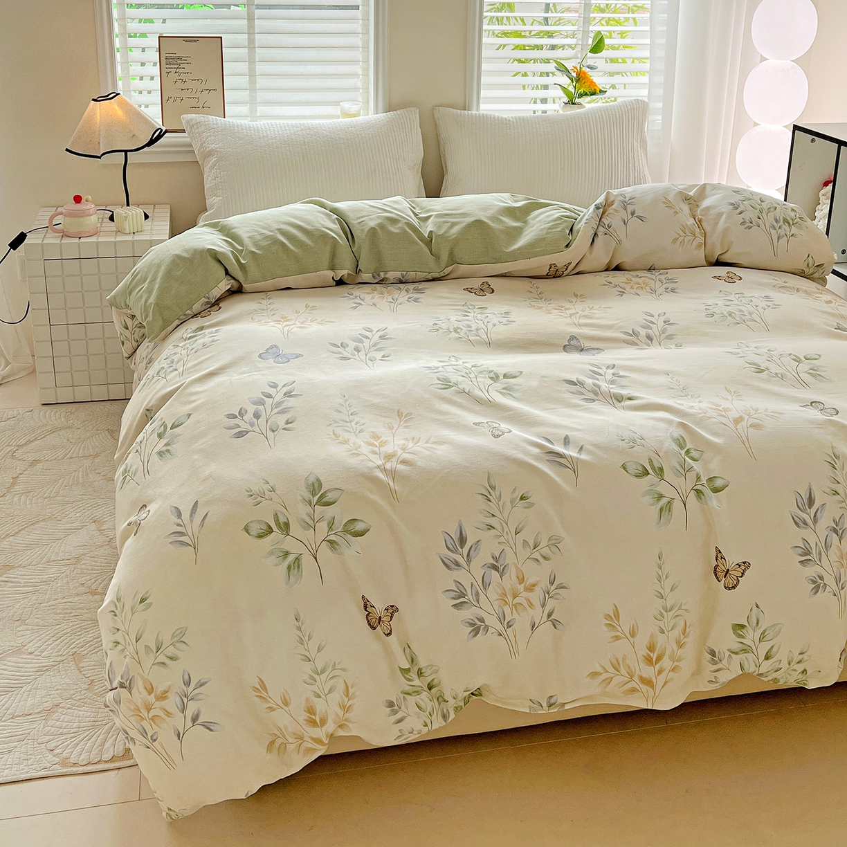 91家纺网 家纺一手货源 找家纺 依庭 2025新款高克重全棉纯棉磨毛印花四件套 悠悠仙草