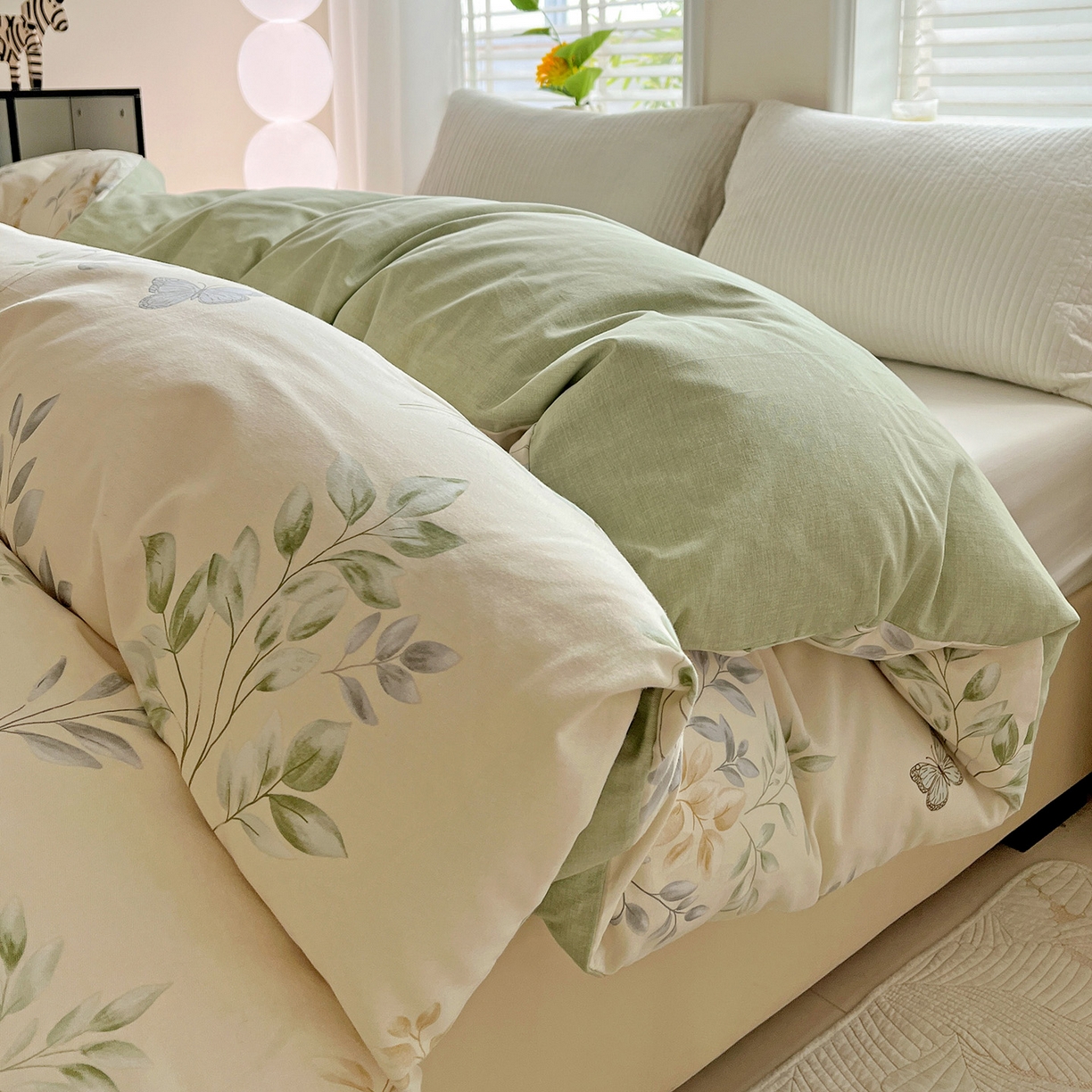 91家纺网 家纺一手货源 找家纺 依庭 2025新款高克重全棉纯棉磨毛印花四件套 悠悠仙草