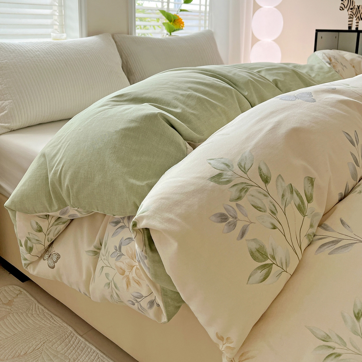 91家纺网 家纺一手货源 找家纺 依庭 2025新款高克重全棉纯棉磨毛印花四件套 悠悠仙草