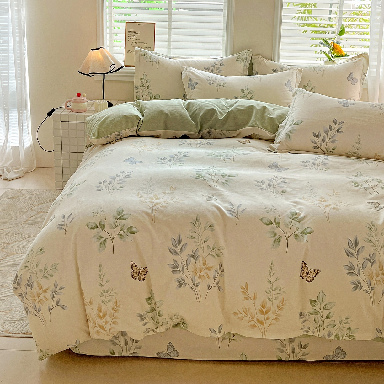 91家纺网 家纺一手货源 找家纺 依庭 2025新款高克重全棉纯棉磨毛印花四件套 悠悠仙草