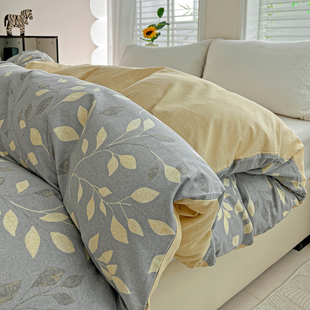 91家纺网 家纺一手货源 找家纺 依庭 2025新款高克重全棉纯棉磨毛印花四件套 灼华